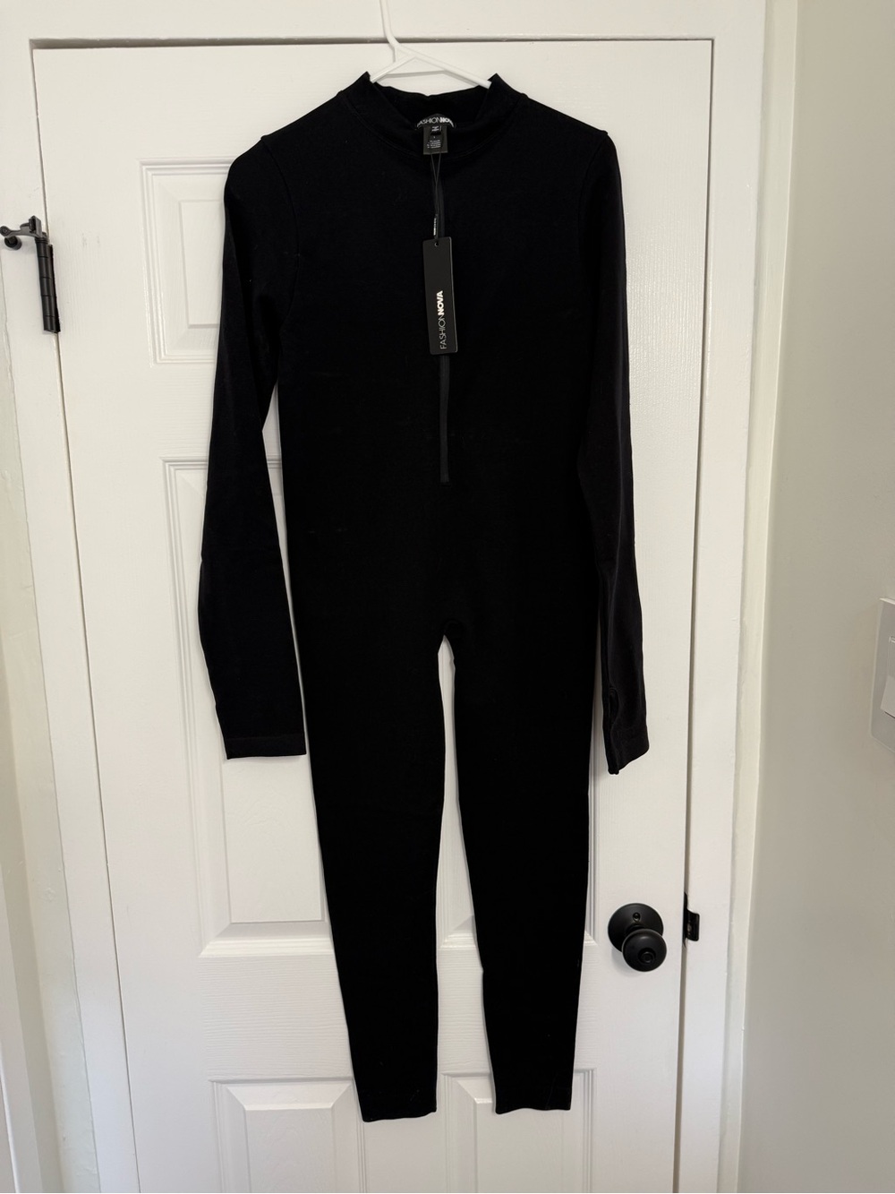 Long-Sleeve Zip-Front Jumpsuit with thumb holes